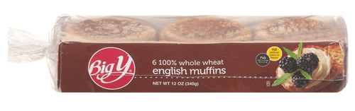 Big Y Whole Wheat English muffins